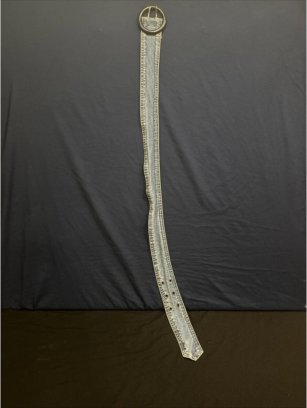 Denim Belt With Circular Buckle Y2K Style